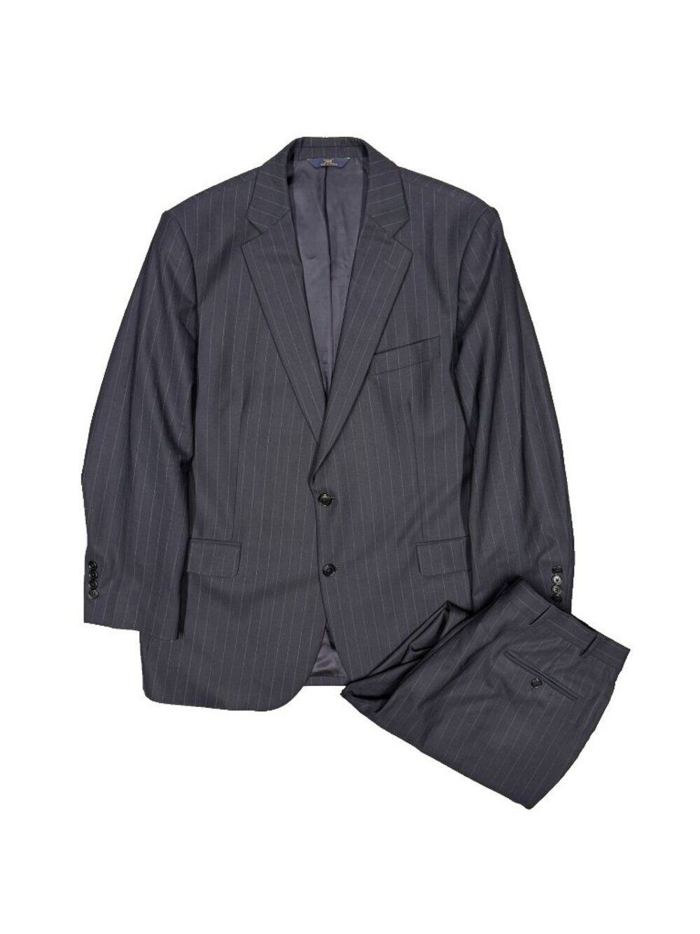 Brooks Brothers Suit Striped Stretch Wool Navy Blue 2pc 44R 36x31